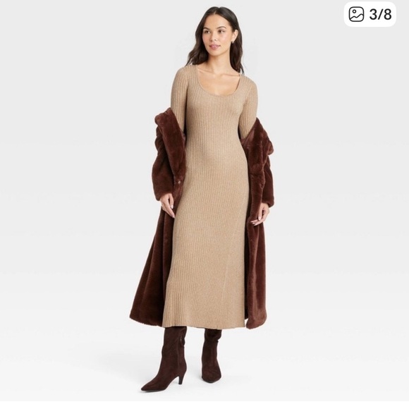 a new day Dresses & Skirts - A New Day Long Sleeve Maxi Sweater Dress - Gold Sz Med NWT